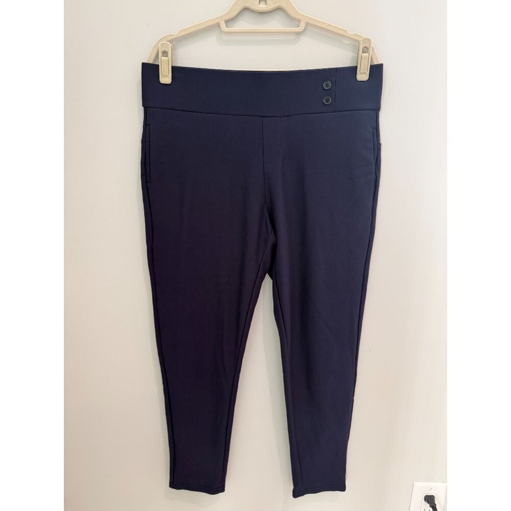 Conceited Women's Plus 2X Navy Blue High Waist Ponte Dress Pants, 2X